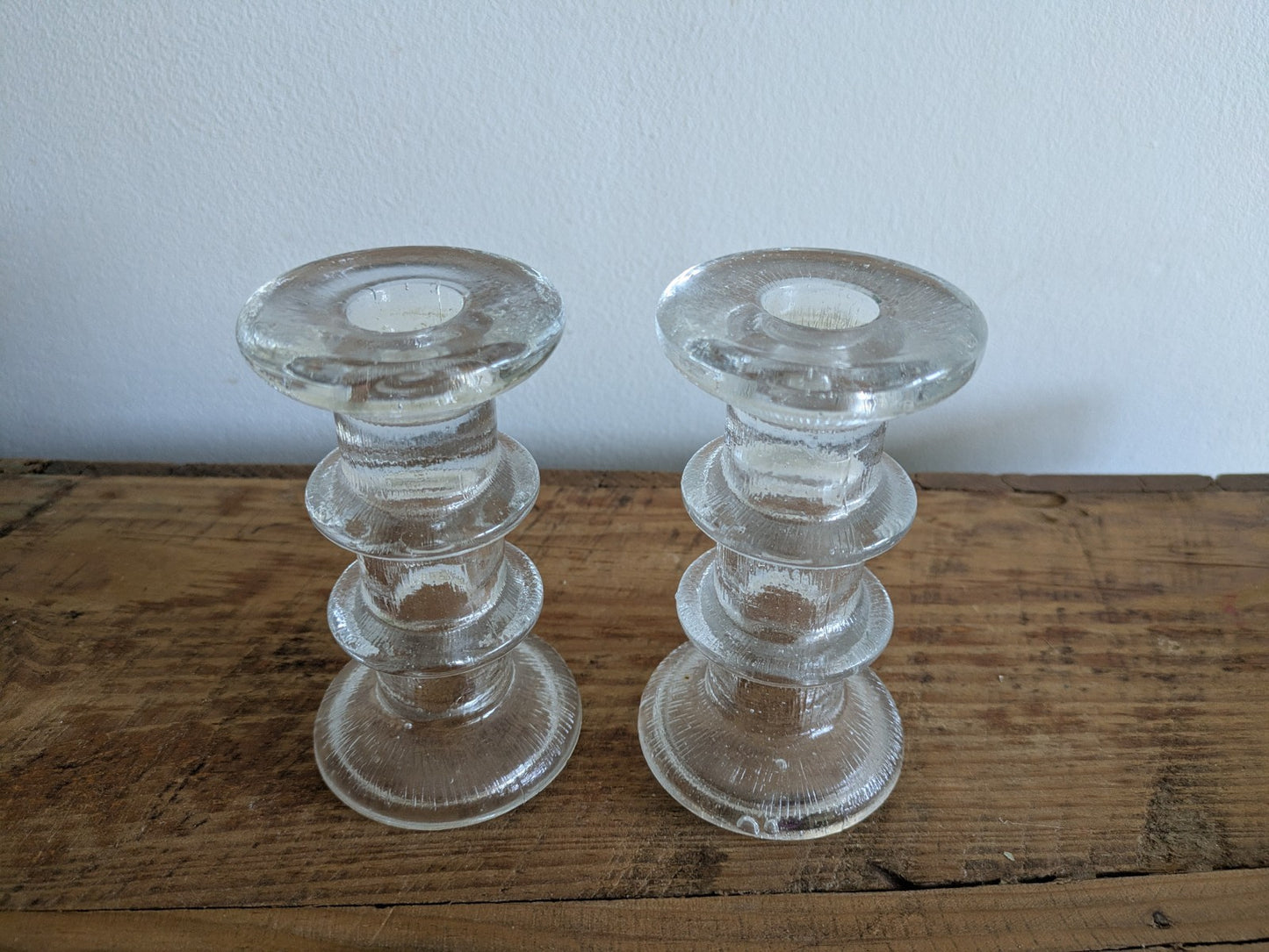 Pair Of Vintage Luminarc 'Nordic' Candle Holders MCM Retro Scandi Candle Sticks 