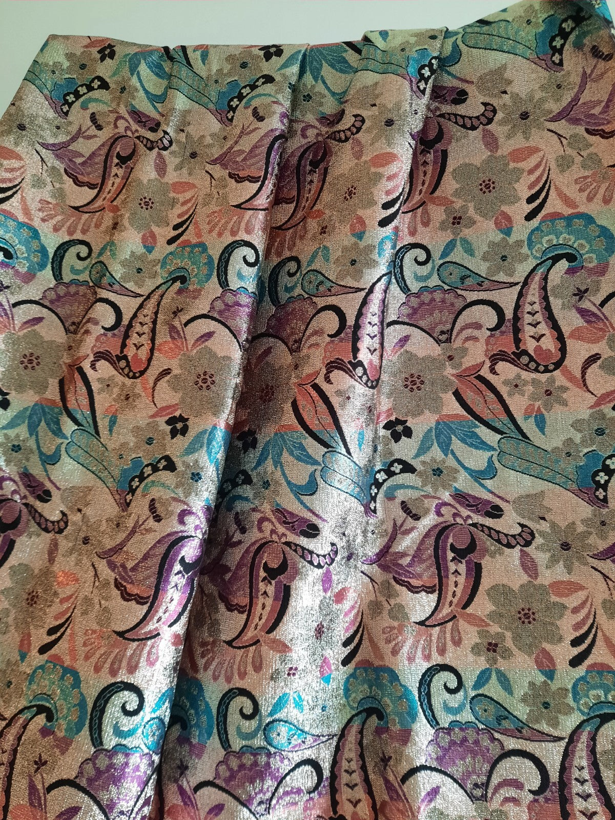 Vintage Retro Fabric Floral Paisley SPACE AGE Print Offcut 3.88M X .925M RARE MC