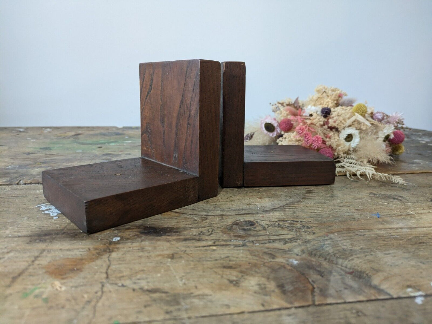 Original Oak Art Deco Antique Bookends Book Ends design vintage pair old vtg