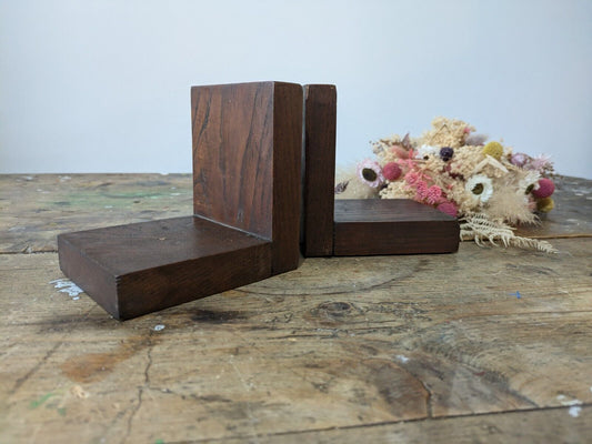 Original Oak Art Deco Antique Bookends Book Ends design vintage pair old vtg