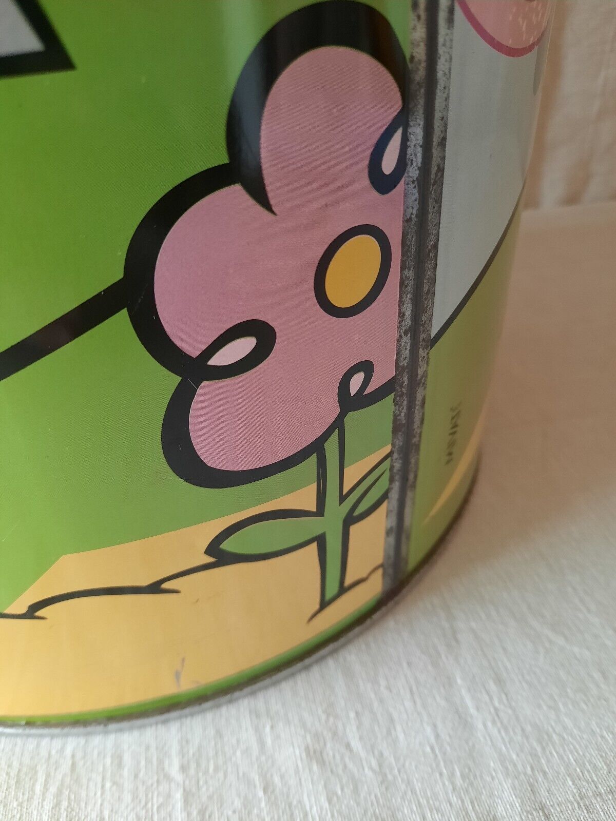 rare vintage Pink Panther Mivat Italy metal storage bin with lid 70’s Barrel toy