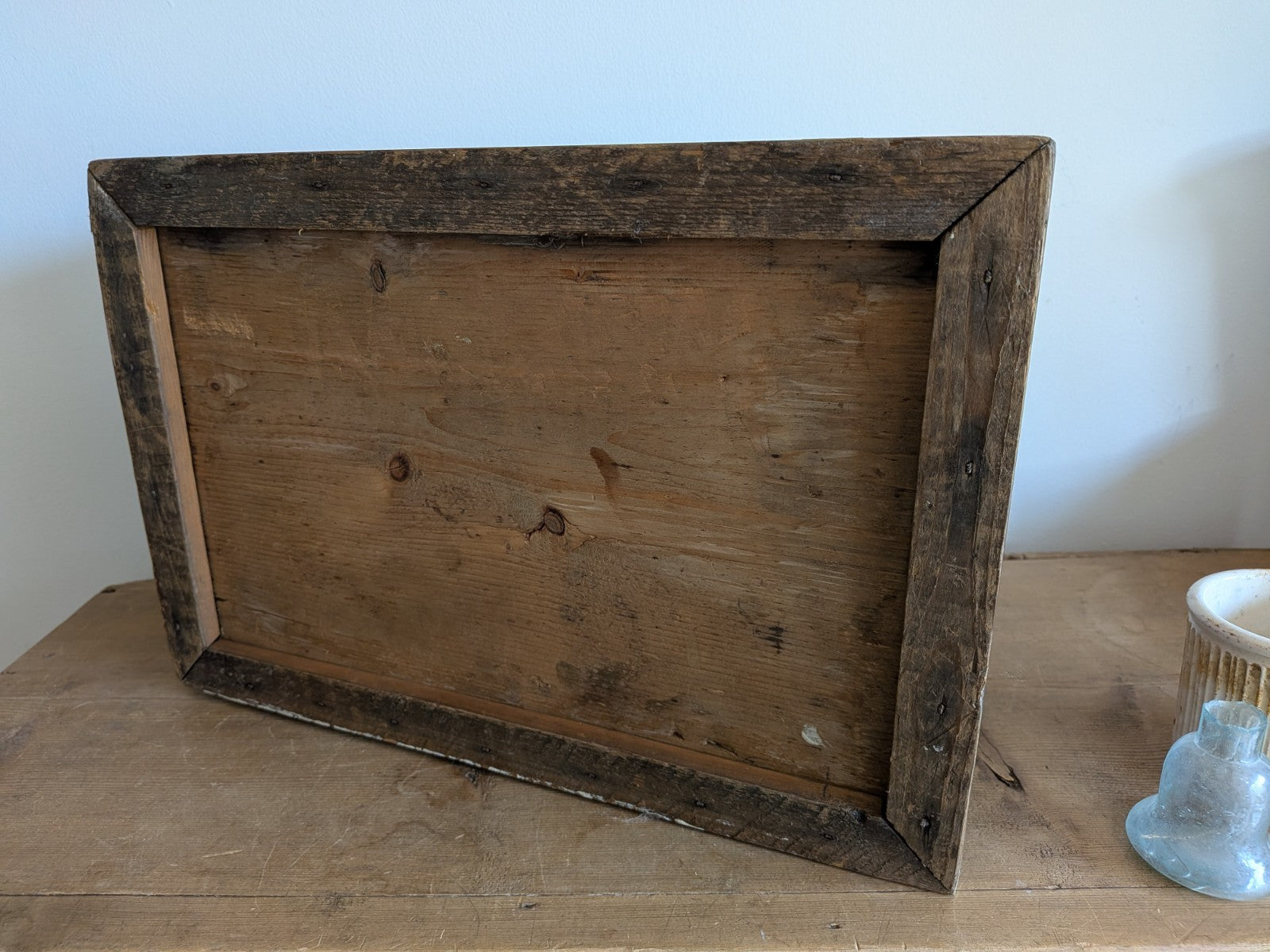 Antique Victorian Needlework Box Wooden Sewing Padded Interior Craft Gilt Letter