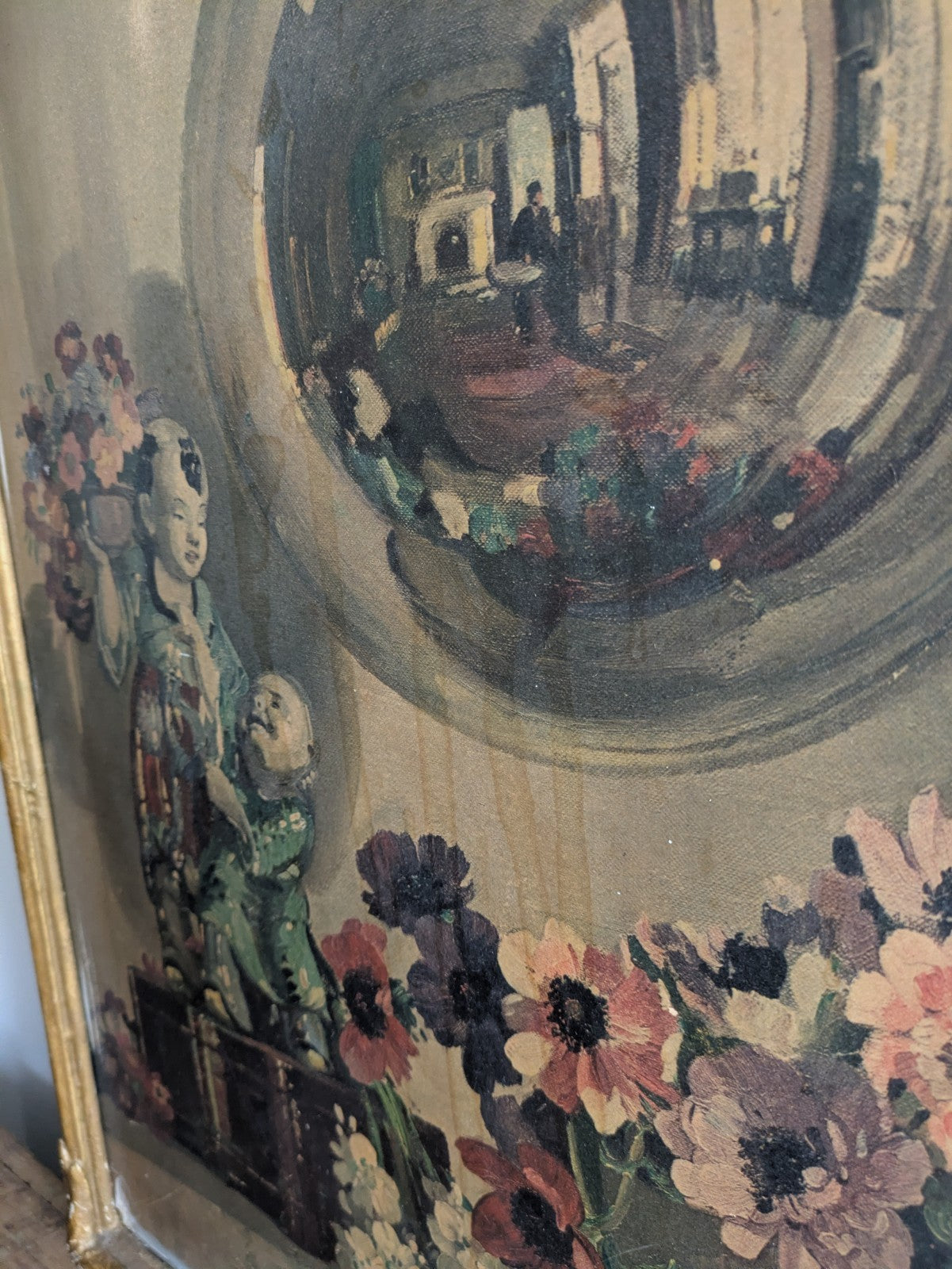 Herbert Davis Richter Reflections In A Silver Ball Signed RARE Print Framed Vtg