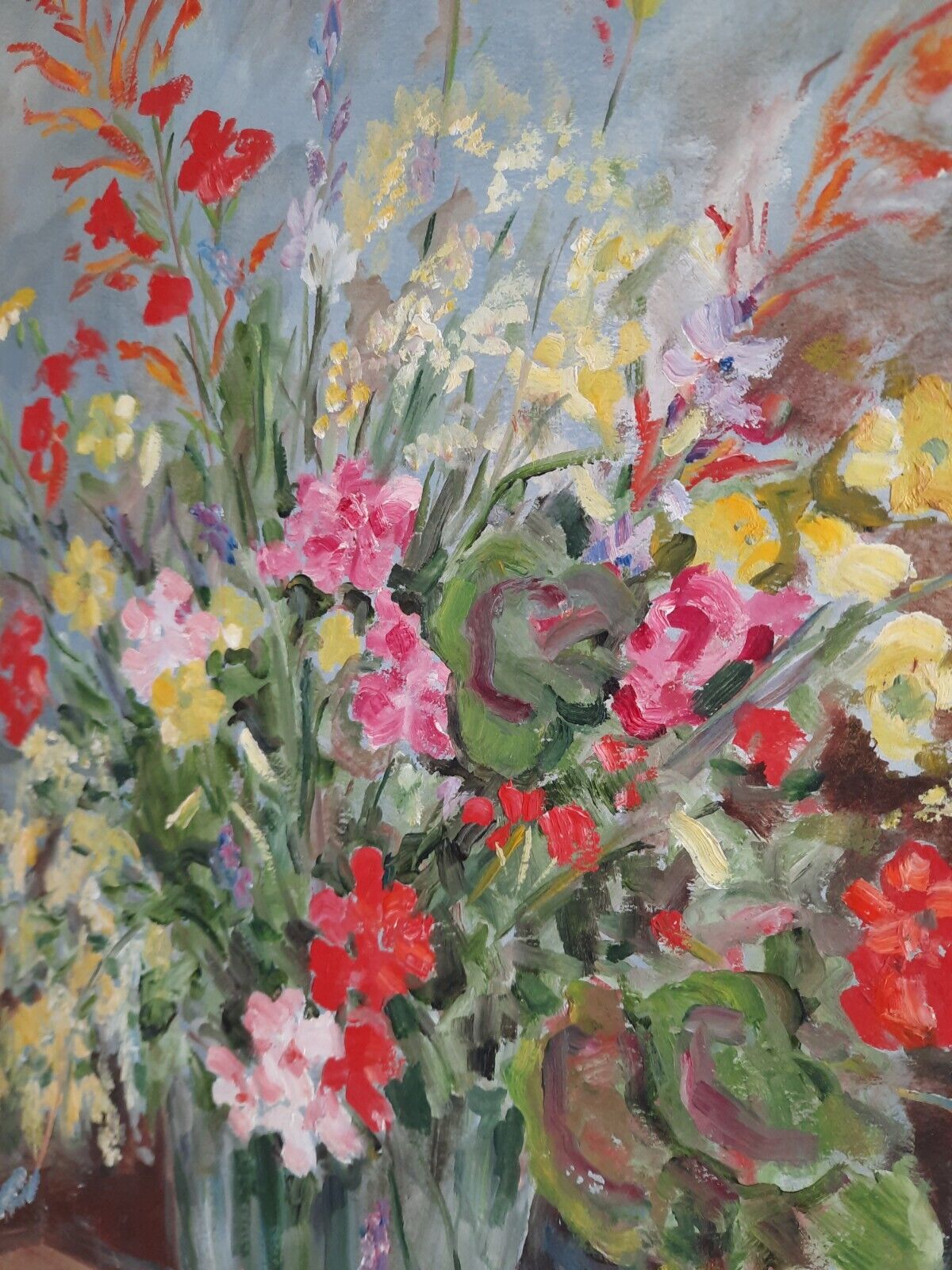 Original Painting Floral Bouquet Picture frame vintage Shabby Chic Still Life