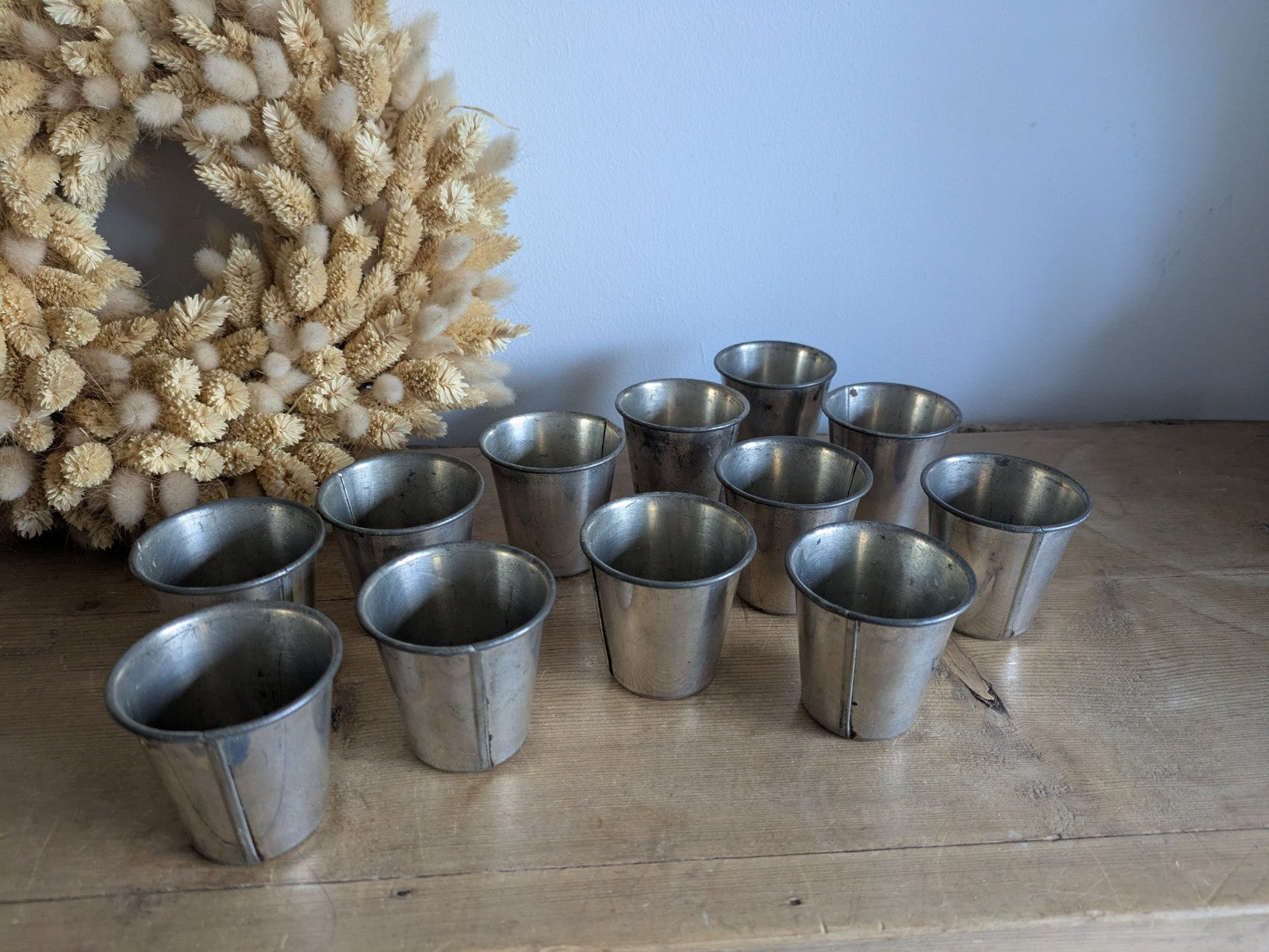 12 Vintage Tin Alloy Dariole Timbale Mould Cups Baking Cake Dessert Bakery Retro