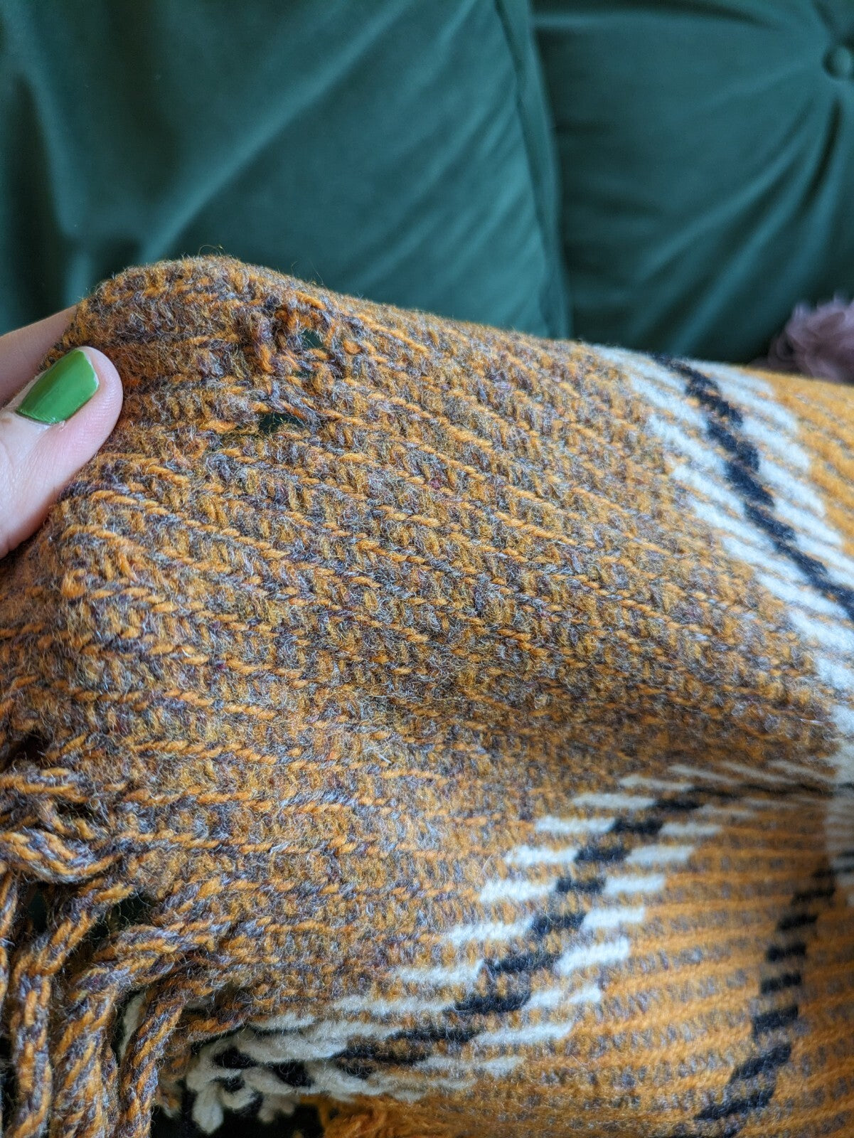 Orange Tartan Wool Sofa Throw Bed Blanket CHEQUERED CHECK RUG PICNIC Patterned