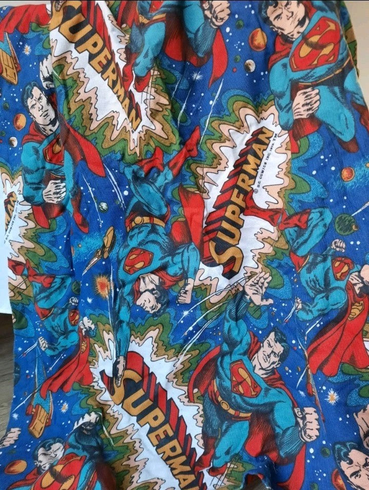 Vintage SUPERMAN DC Comics 1979 curtains childrens superhero 139cmD 163cmW retro