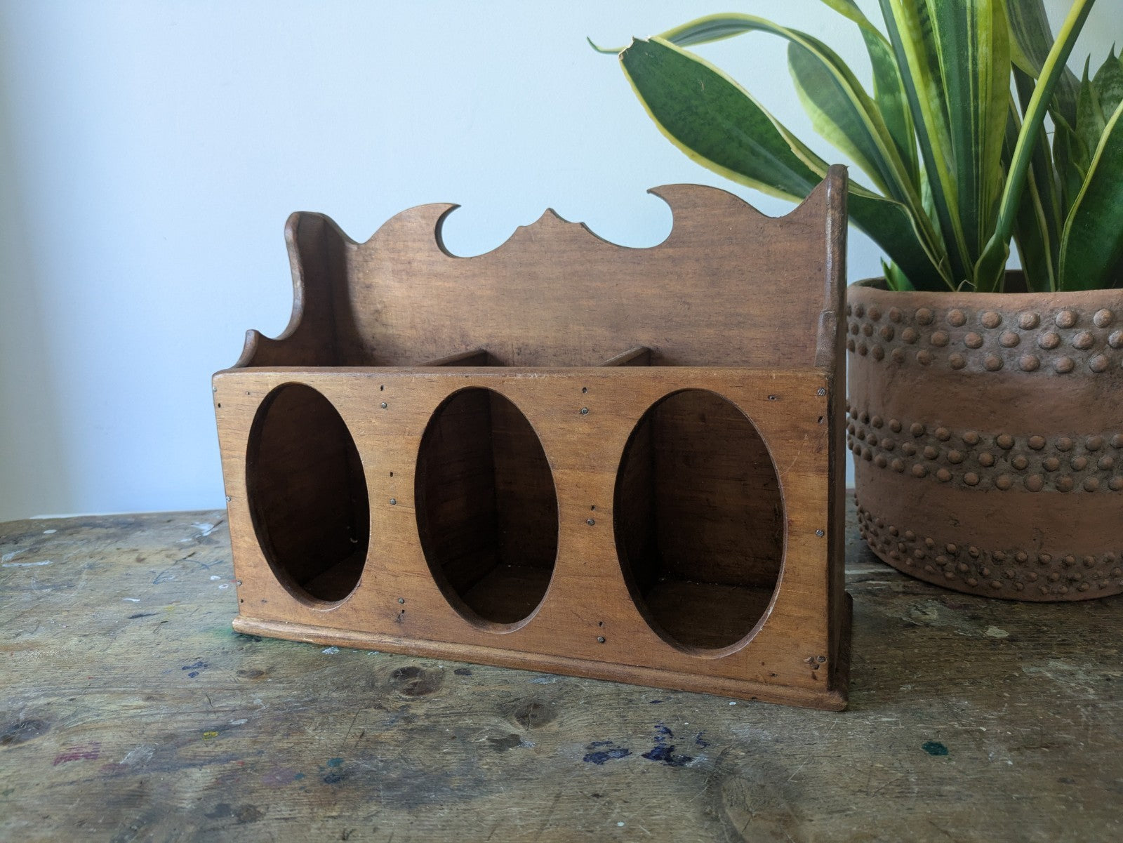RUSTIC SECTIONAL WOODEN GOTHIC CHURCH STYLE CANDLE BOX WALL SCONCE DISPLAY DECOR