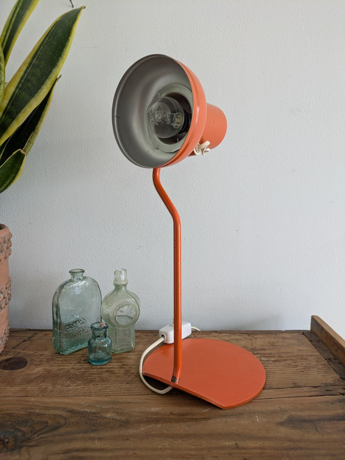Vtg Midcentury German Leuchten Retro Desk Reading Lamp Light Orange Metal 60/70s