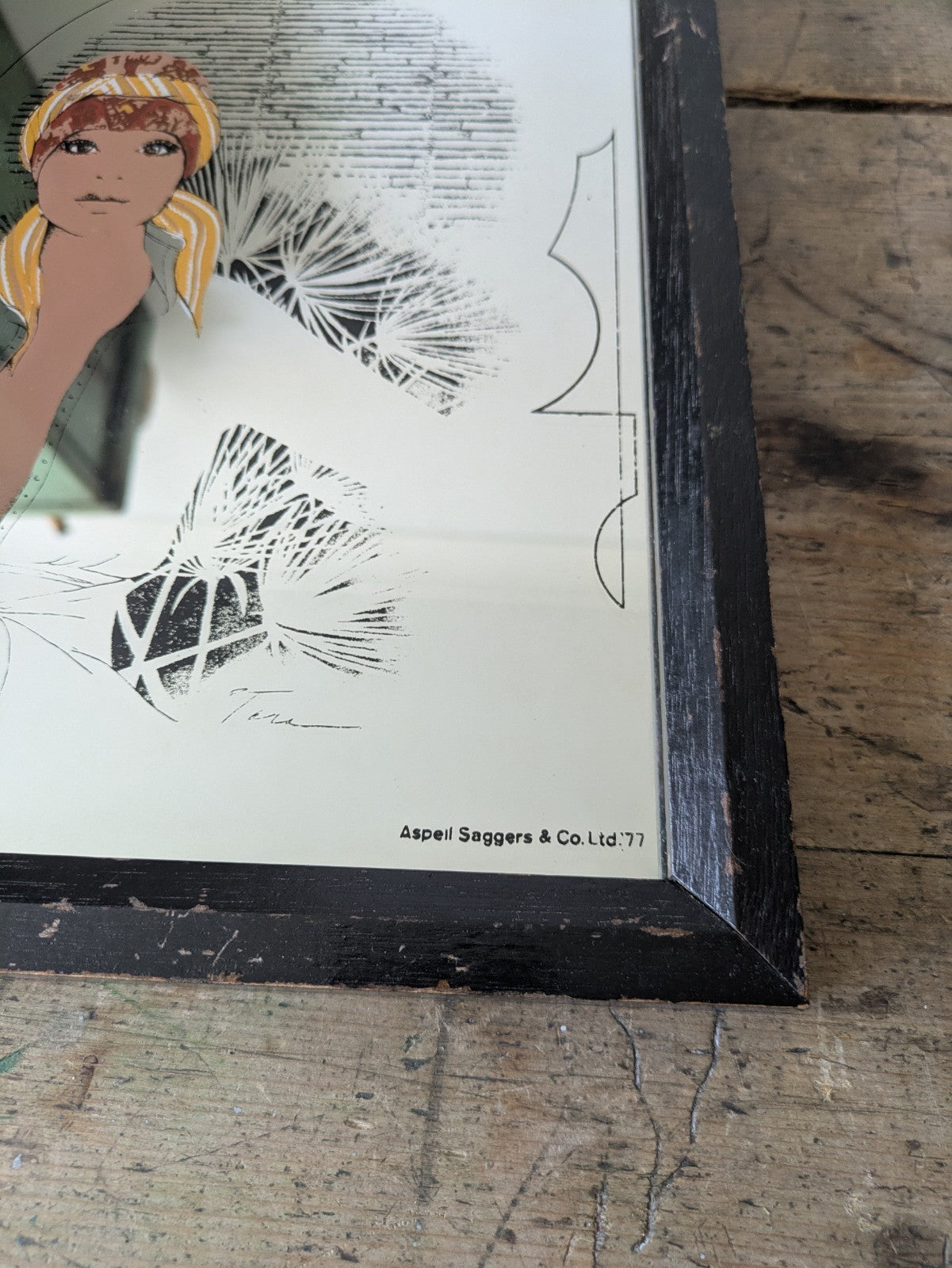 Aspell Saggers & Co 77 Advertising Mirror Sapco - Framed Retro Model Woman VTG 