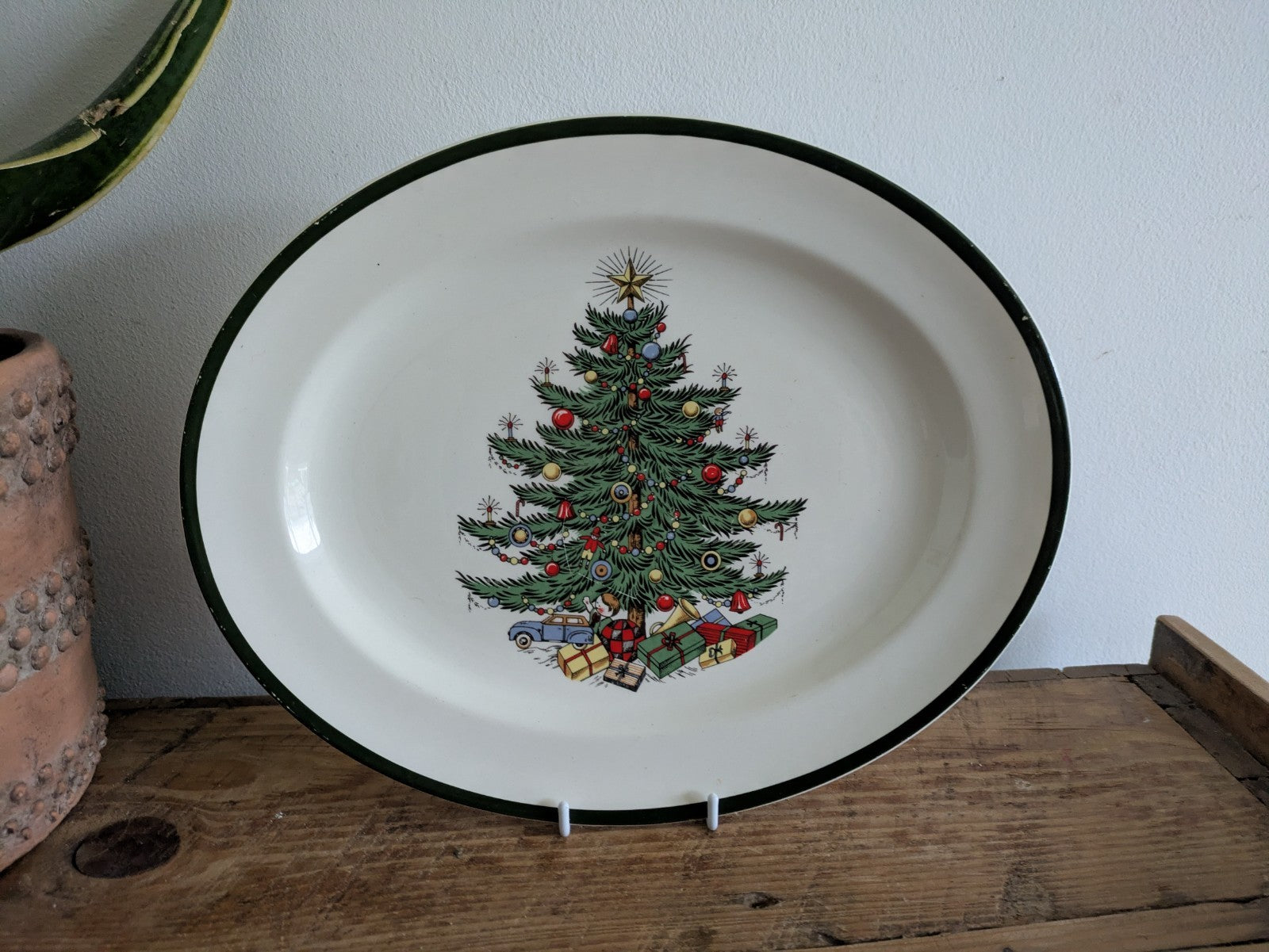 Cuthbertson Original Christmas Tree Oval Serving Platter England Prop Plate Xmas