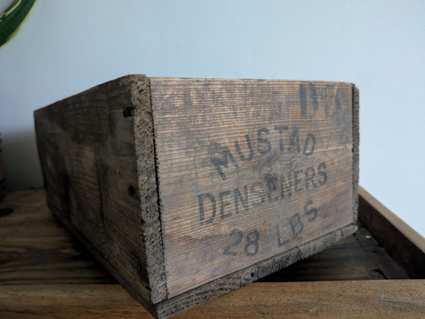 Vintage Wooden Mustard Denseners Crate Box Rustic Industrial Storage Advertising