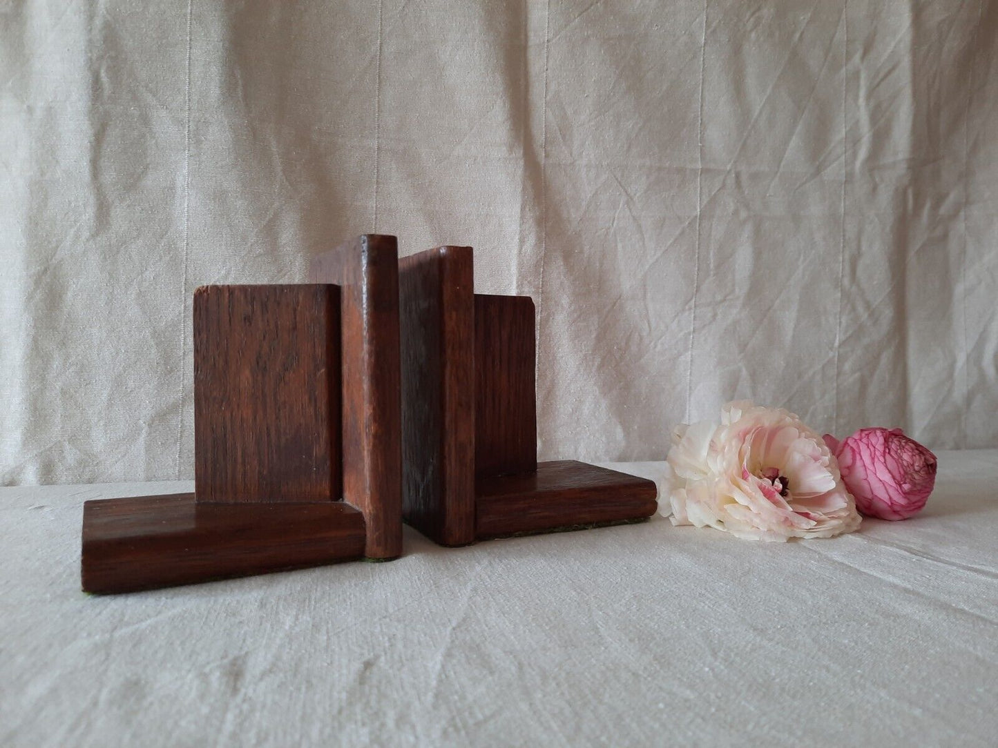 Stunning Original Oak Art Deco Antique Bookends Book design vintage pair old vtg
