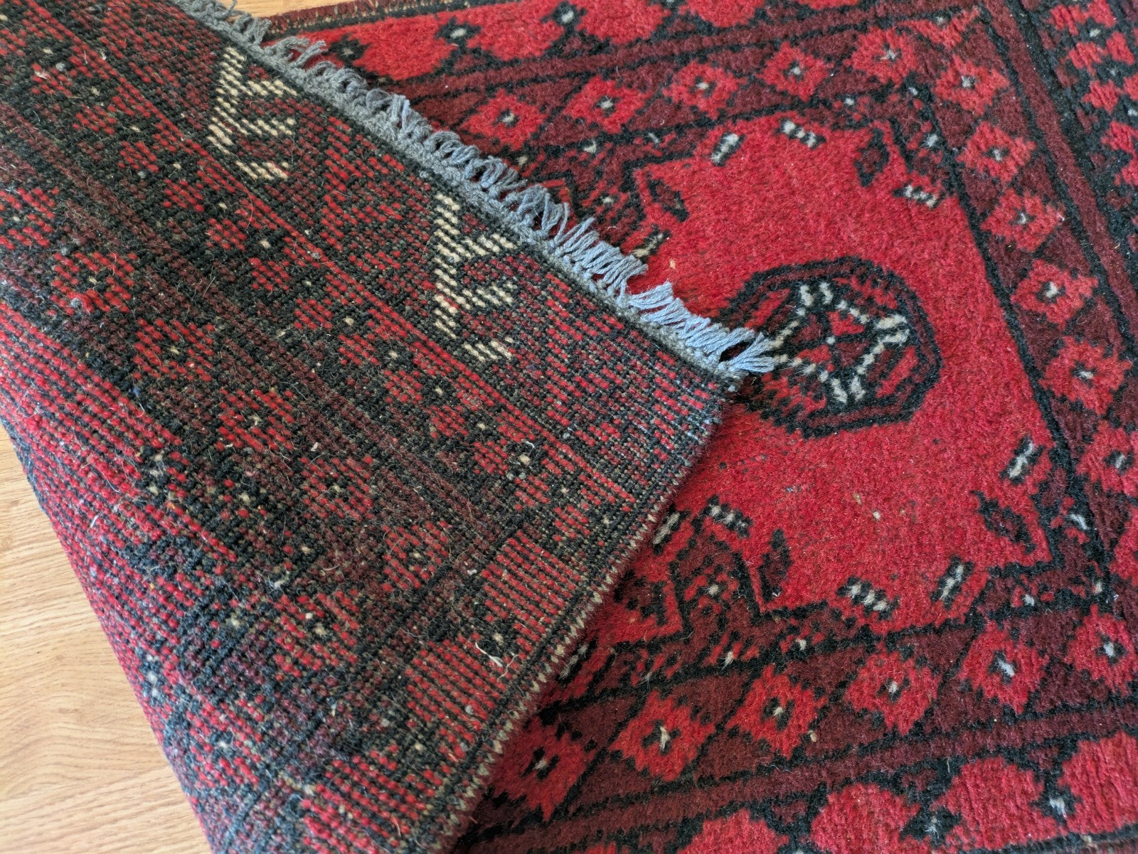 Vintage Oriental Turkish Wool Rug Red Tones 48.5 x 90cm Eastern Kayam Carpet 