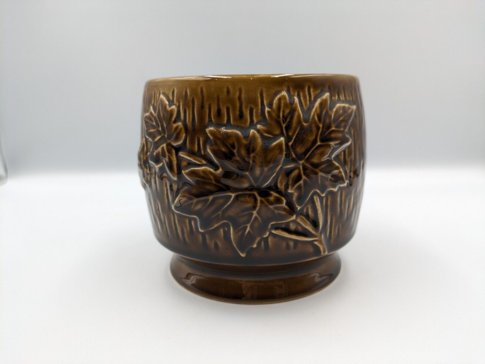 Sylvac 4006 Autumn Leaves Vase, retro, vintage, shabby chic Maple Brown Round 