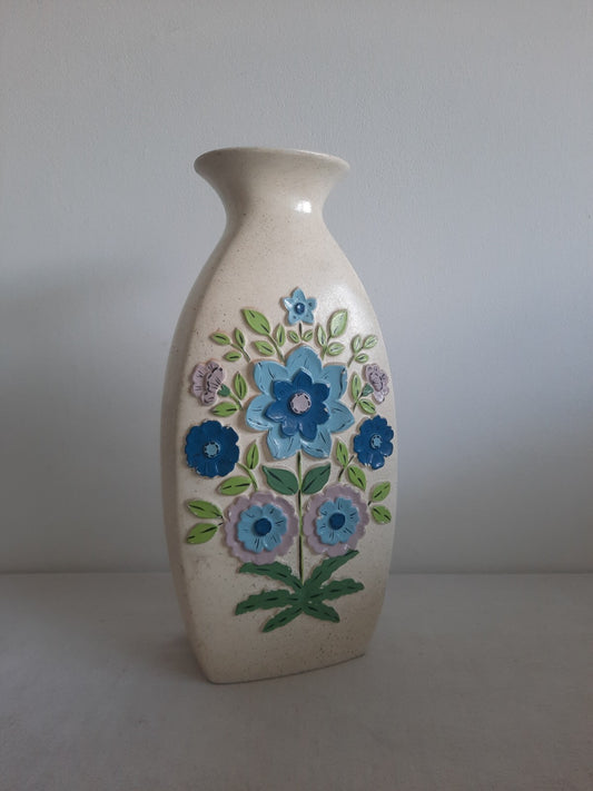 Vintage Floral Vase Old Brentleigh Ware Floret Vase Retro Boho Slab XL Mantle 