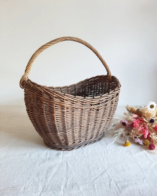 Antique Vintage Traditional Wicker Shopping Picnic Flower Basket  Kitchenalia