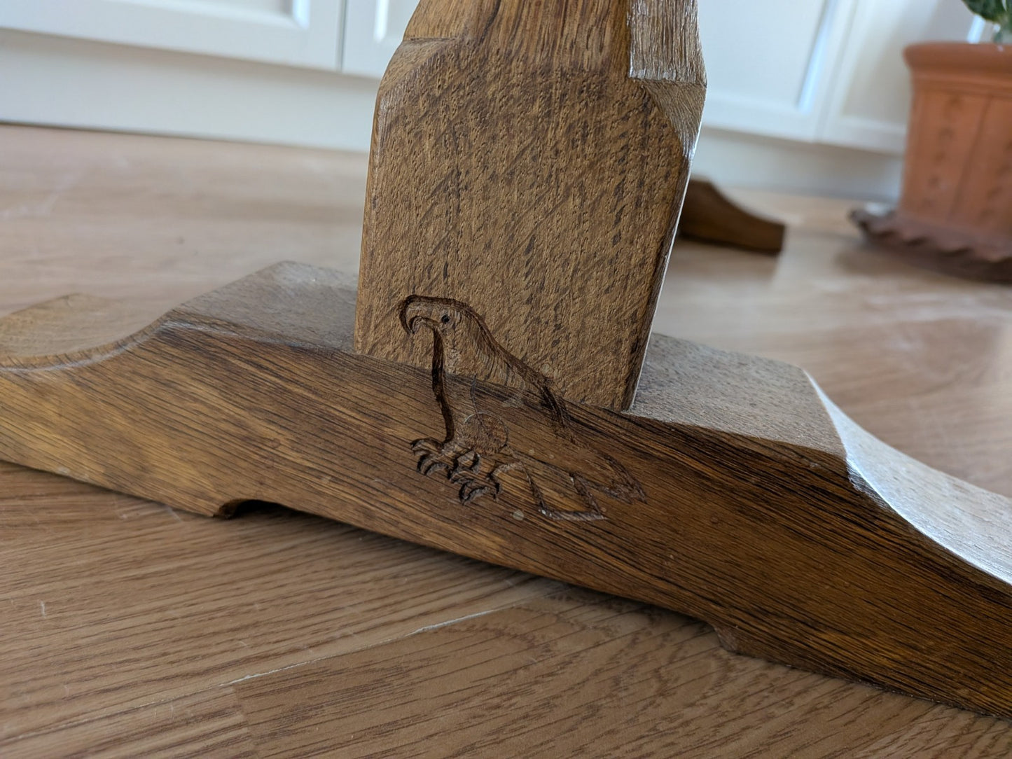 Ex. Mouseman Apprentice Eagleman  Albert Jeffray Oak Coffee Table Critter Adzed