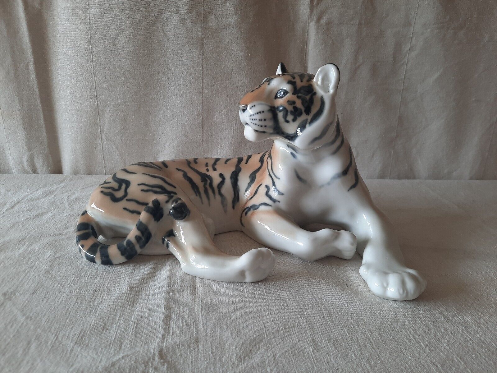 Rare Large Russian Lomonosov Tiger Ceramic Figurine Kitsch Collectible Mcm  Vtg