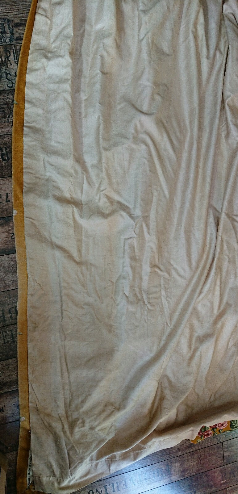 Vintage Cravendale Floral Curtain SINGLE W236cm D161cm Satin mustard yellow