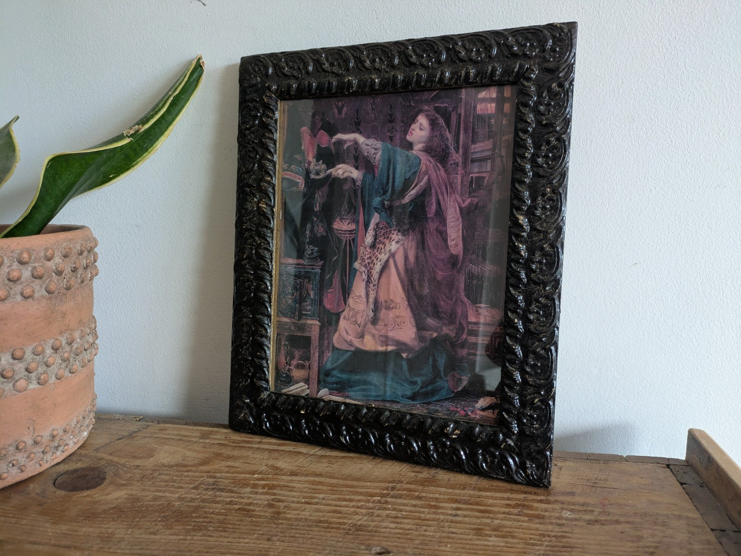 Framed Print of 1864 Painting Morgan le Fay by Frederick Sandys Antique Frame