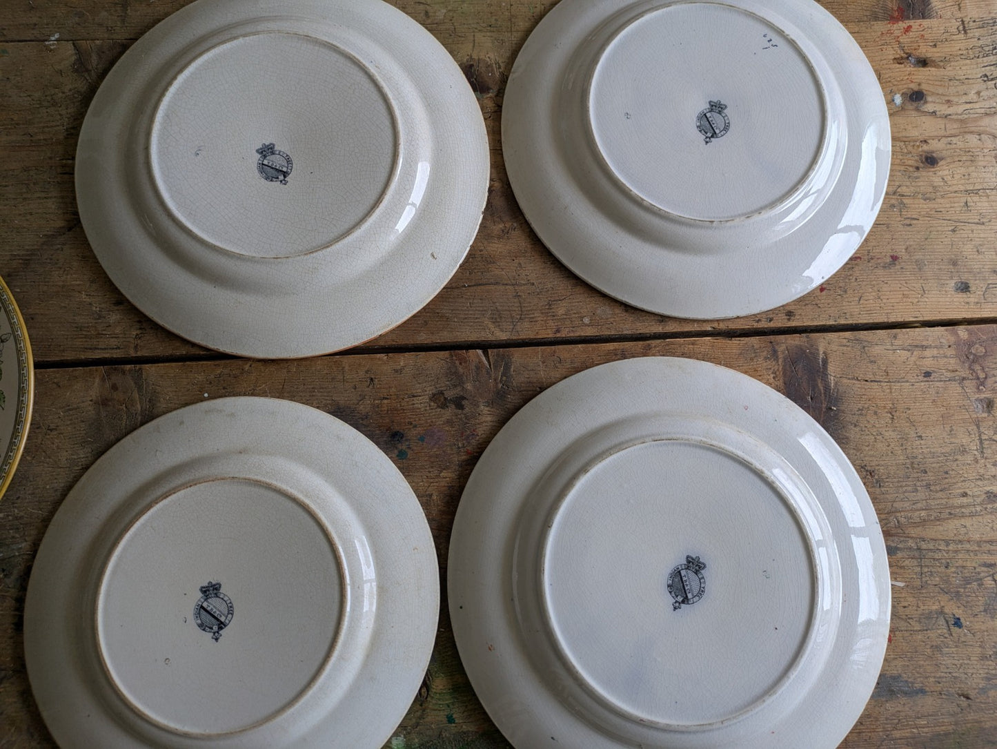 4 1860's Thomas Booth & Co Indian Tree Plates & 1x Wedgwood Plate Antique VTG 