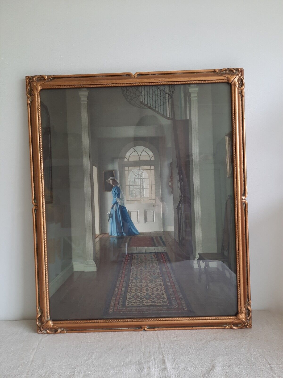 Rare Print "The Hall" by Leonard Campbell Taylor (1874-1969) Large Framed old