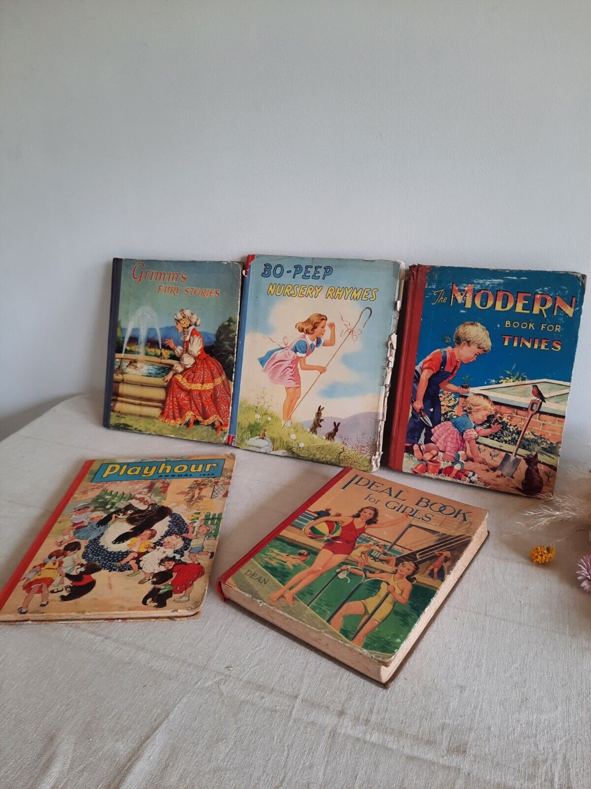 JOBLOT 5 VTG BOOKS STORY NURSERY RHYMES GRIMMS FAIRYTALES 50S PLAYHOUR ANNUAL 