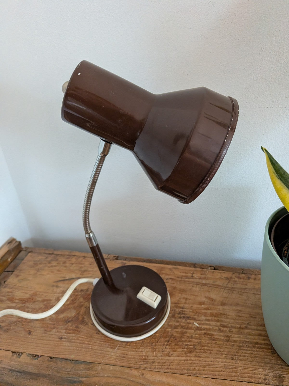 Vintage Brown Gooseneck Desk Lamp Veneta Lumi 70s Made in Italy Space Age Prova 