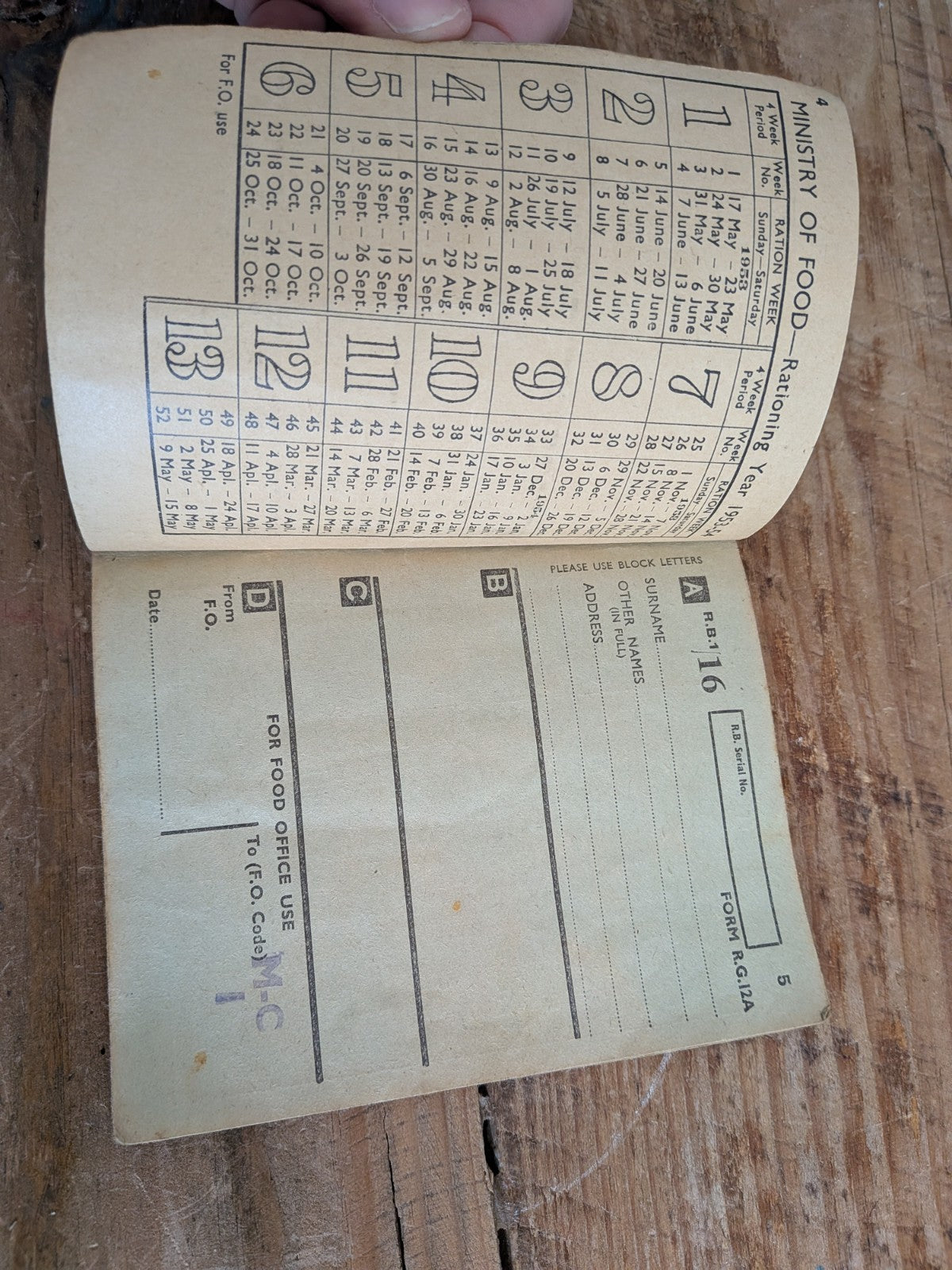 Ration Book 1953 - 1954 Vgc Ministry Of Food Rare Used Prop Paper Book Office
