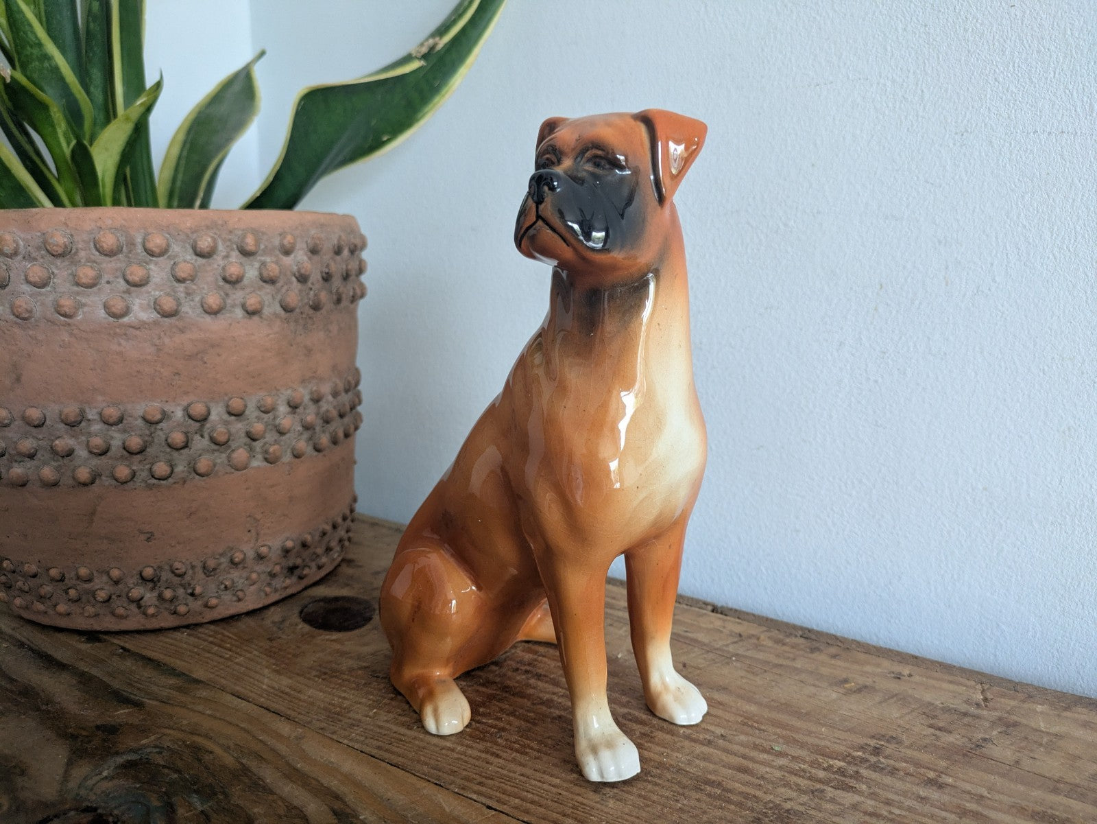 Jema Holland? Ceramic Boxer Dog Figurine Ornament Vintage Prop Old Original 