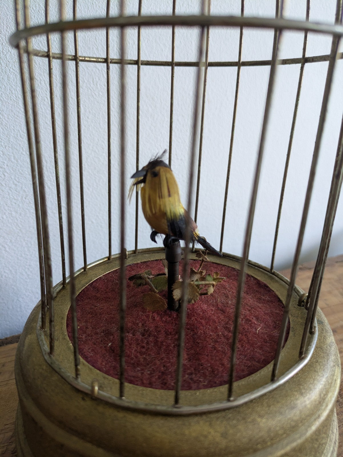 German Antique Singing Bird Cage Automation With Bird Brass Musical Moving TLC 