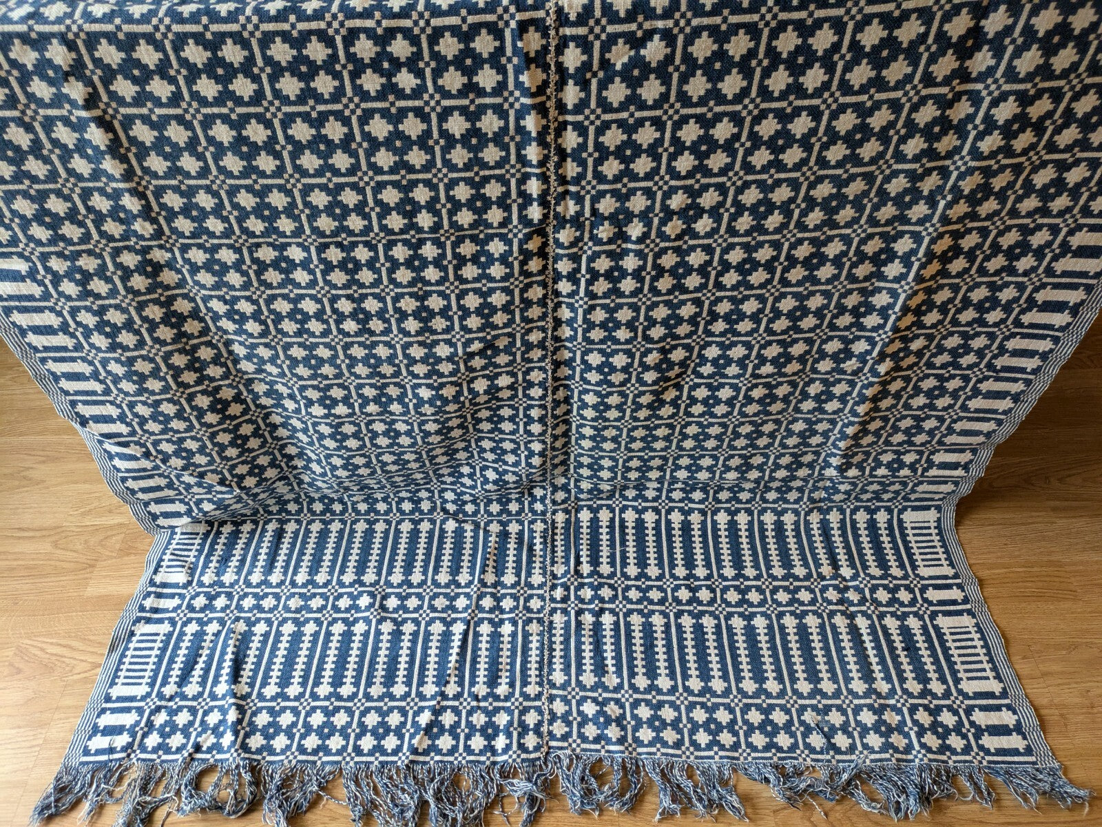 Antique Khes Vtg Cotton Throw Hand loomed Sofa Cover Double weave Sindi Rare Vgc