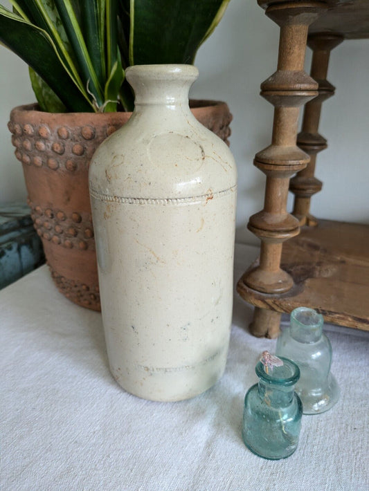 1x XL Cream glaze Stoneware Vintage Earthenware Pot vase Victorian Bottle Ink!!