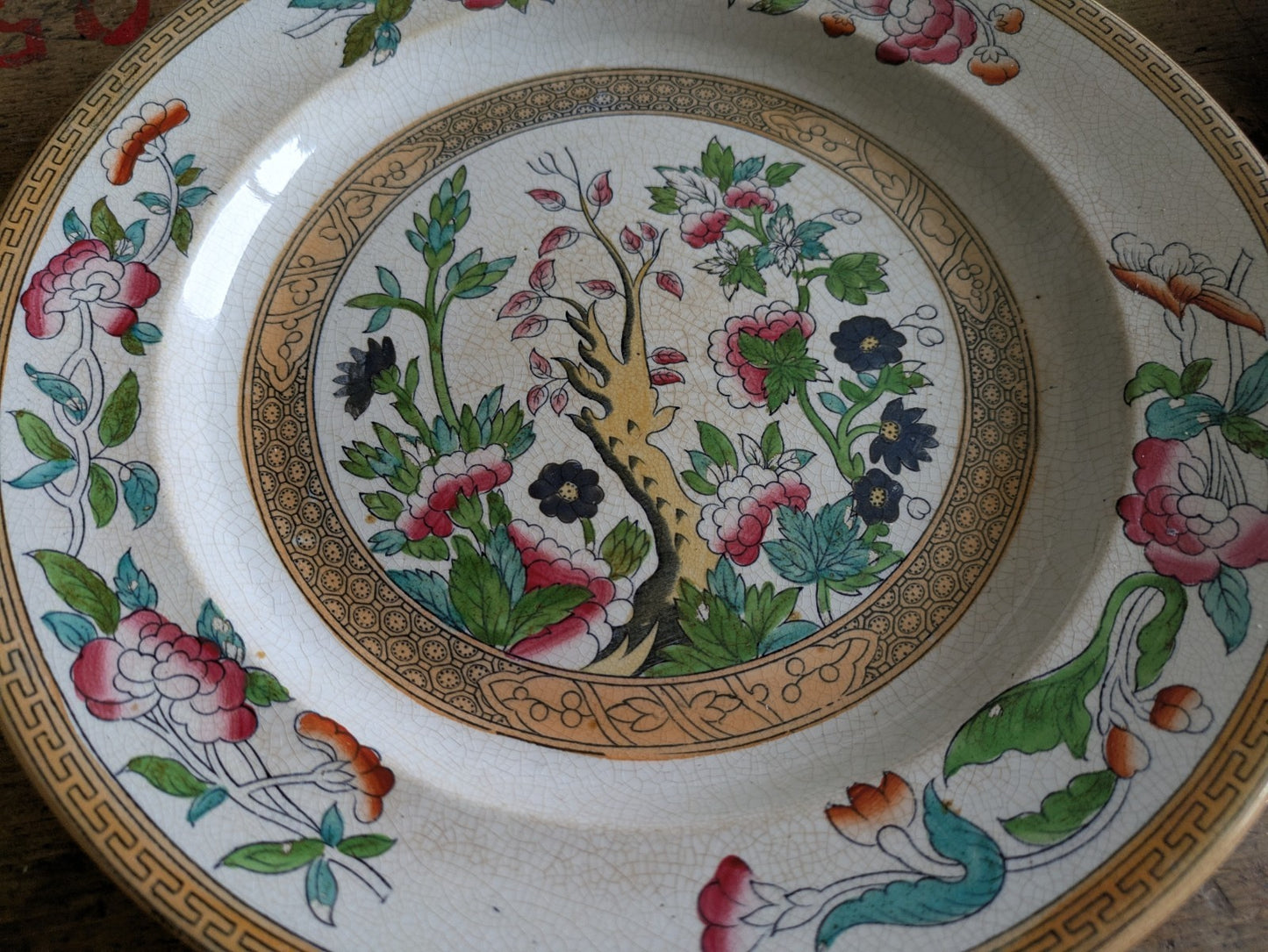 4 1860's Thomas Booth & Co Indian Tree Plates & 1x Wedgwood Plate Antique VTG 