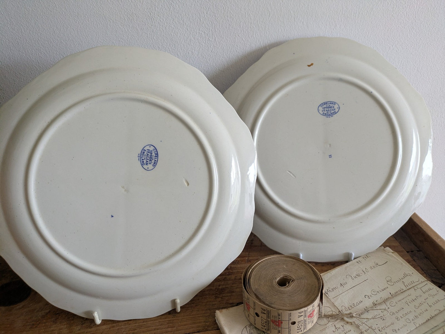PAIR Vintage COPELAND SPODE'S 'Italian' Blue Divided Sandwich/Cake Plate c.1938 