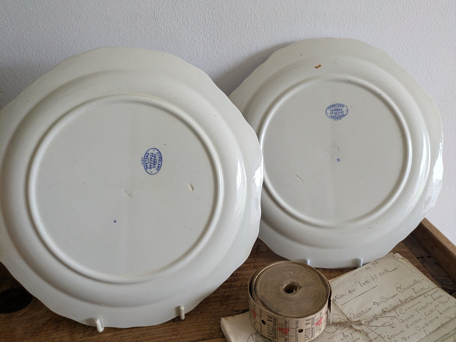 PAIR Vintage COPELAND SPODE'S 'Italian' Blue Divided Sandwich/Cake Plate c.1938 
