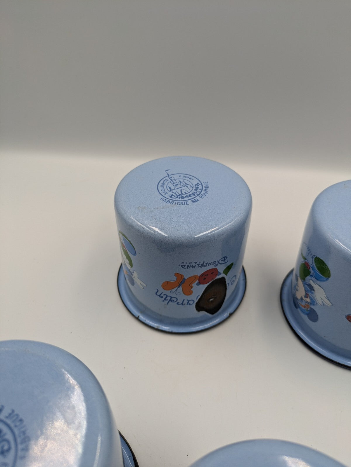 5x Disneyland Paris Mickey Mouse Mugs Camping Collectible Vtg Côté Jardin Blue