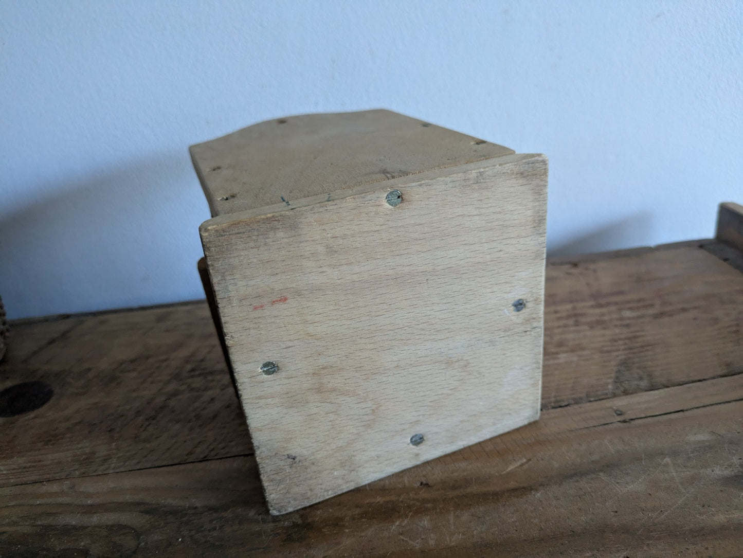 Antique Vintage Wooden Candle Salt Box Wall Sconce Key Gothic Original Old Shelf