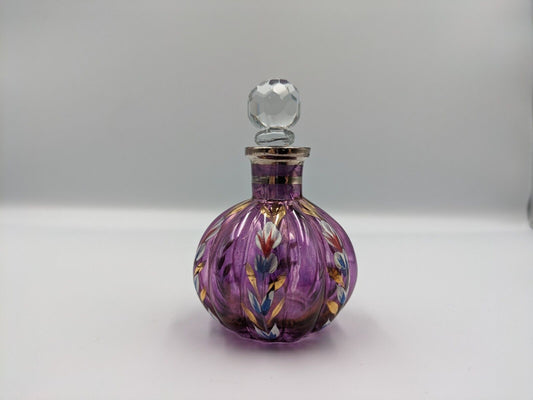 Painted Purple Scent Perfume Bottle with Stopper Vintage Style Glass Amethyst 