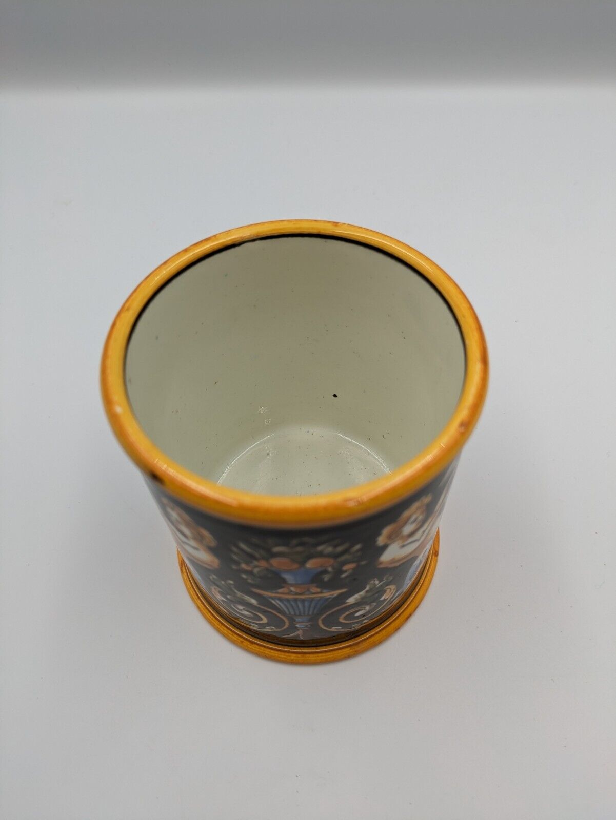 Atq France Faience Fontainebleau Renaissance Bleu French Gien Pot 1875 Majolica 