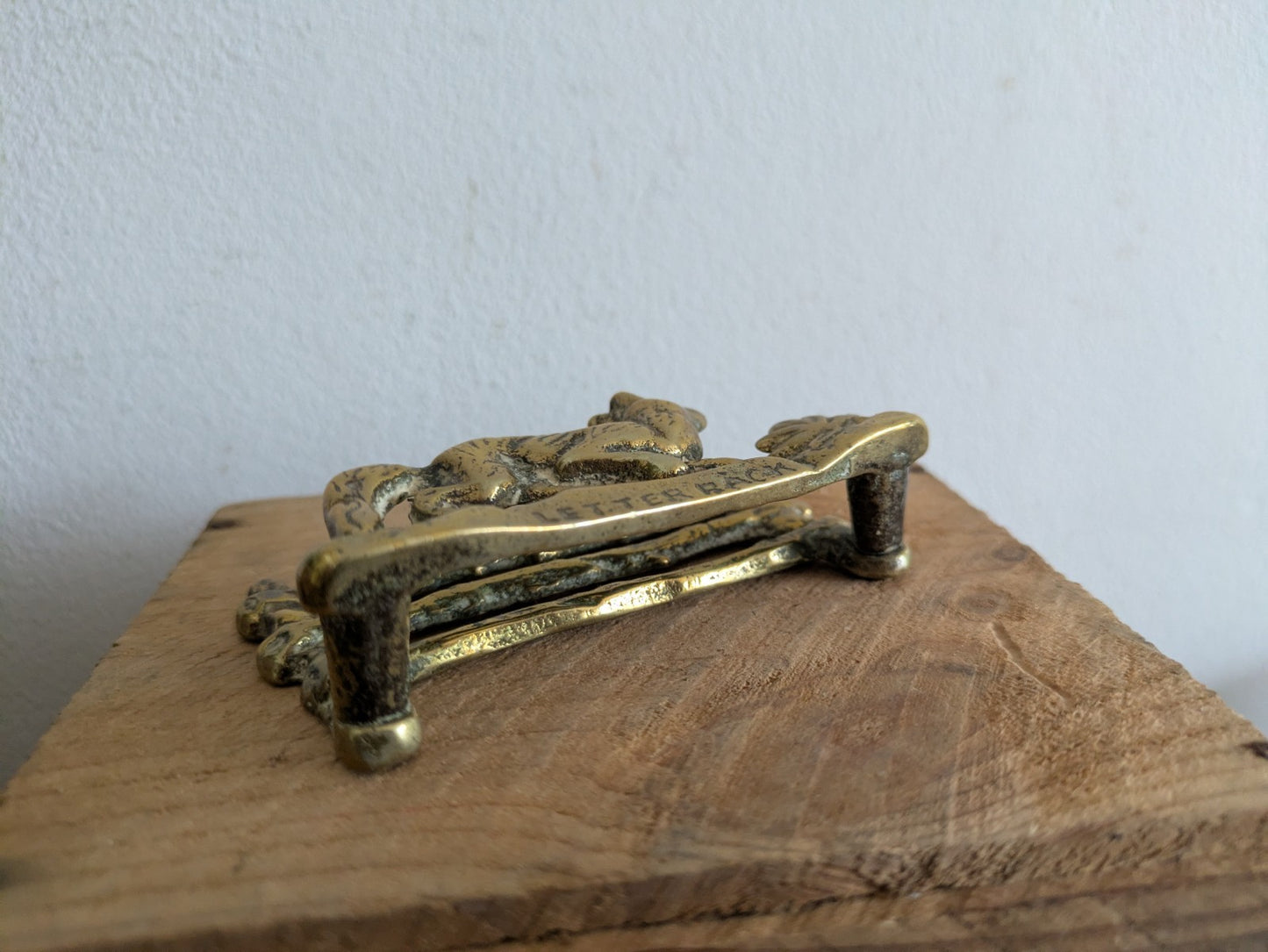 Antique Brass Letter Rack Circa 1890 Fox By The Fence Ornate Design Vintage Vgc