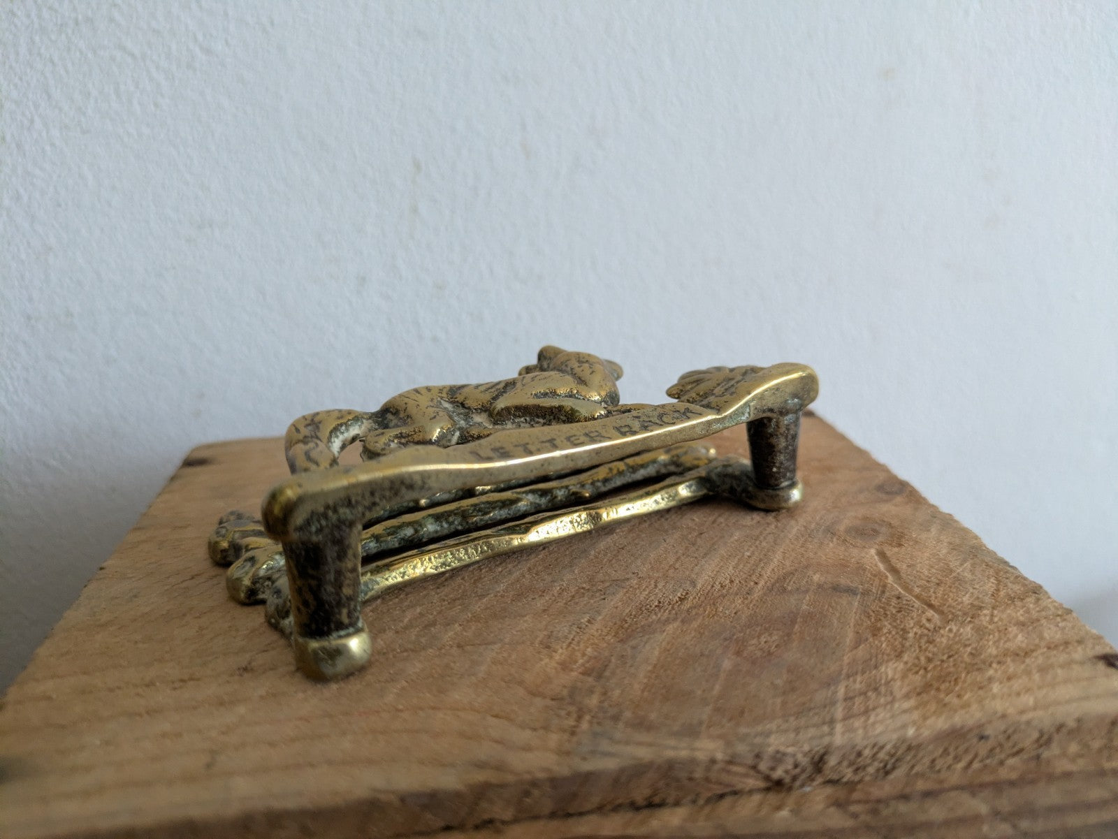 Antique Brass Letter Rack Circa 1890 Fox By The Fence Ornate Design Vintage Vgc