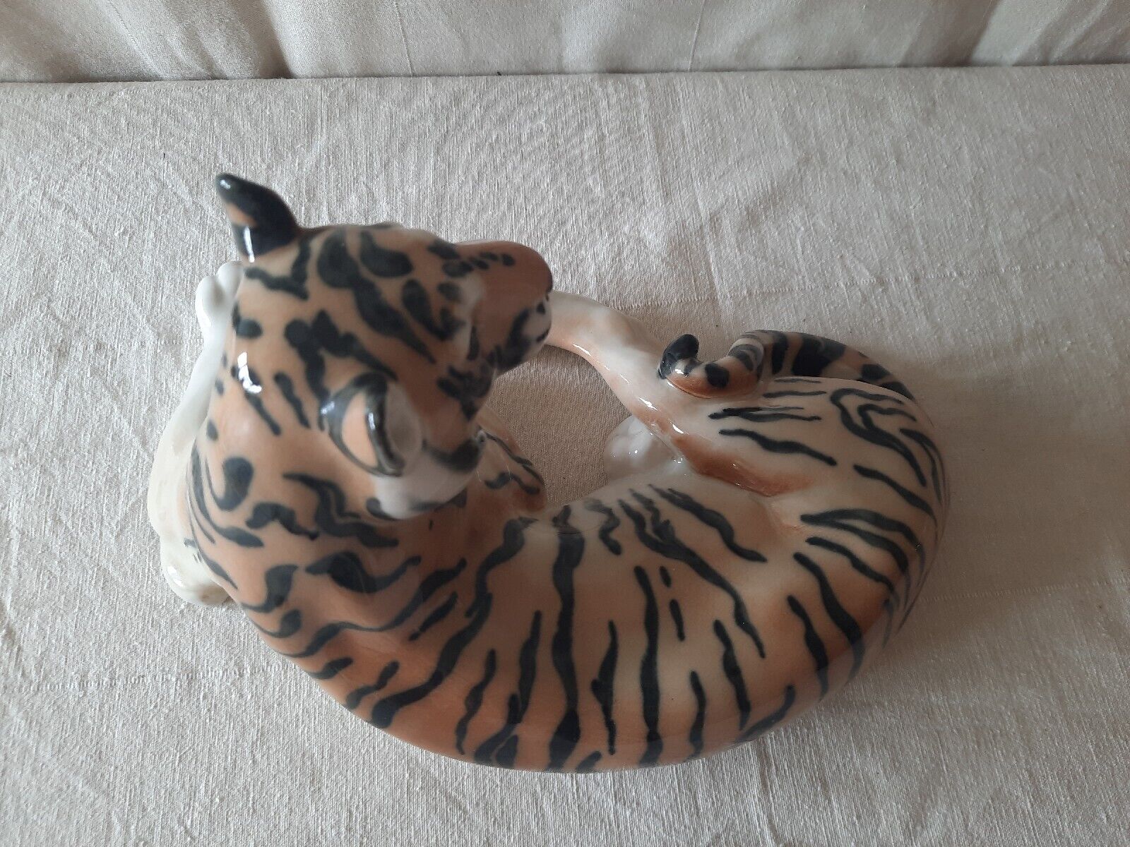 Rare Large Russian Lomonosov Tiger Ceramic Figurine Kitsch Collectible Mcm  Vtg