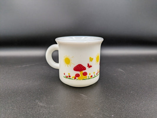Cerve Italy Vtg Mushroom Garden Espresso Mug Cup x1 Milk Glass Hazel Atlas Style
