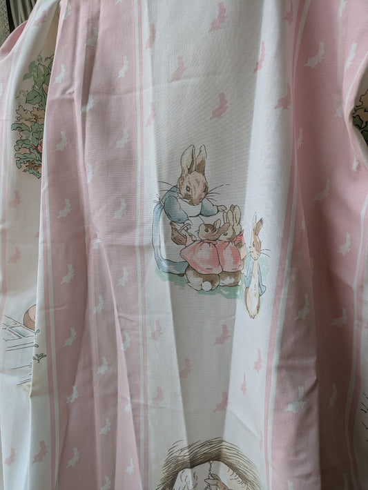Vintage Peter Rabbit Curtains Beatrix Potter Kids Room Pink Stripe Polycotton 