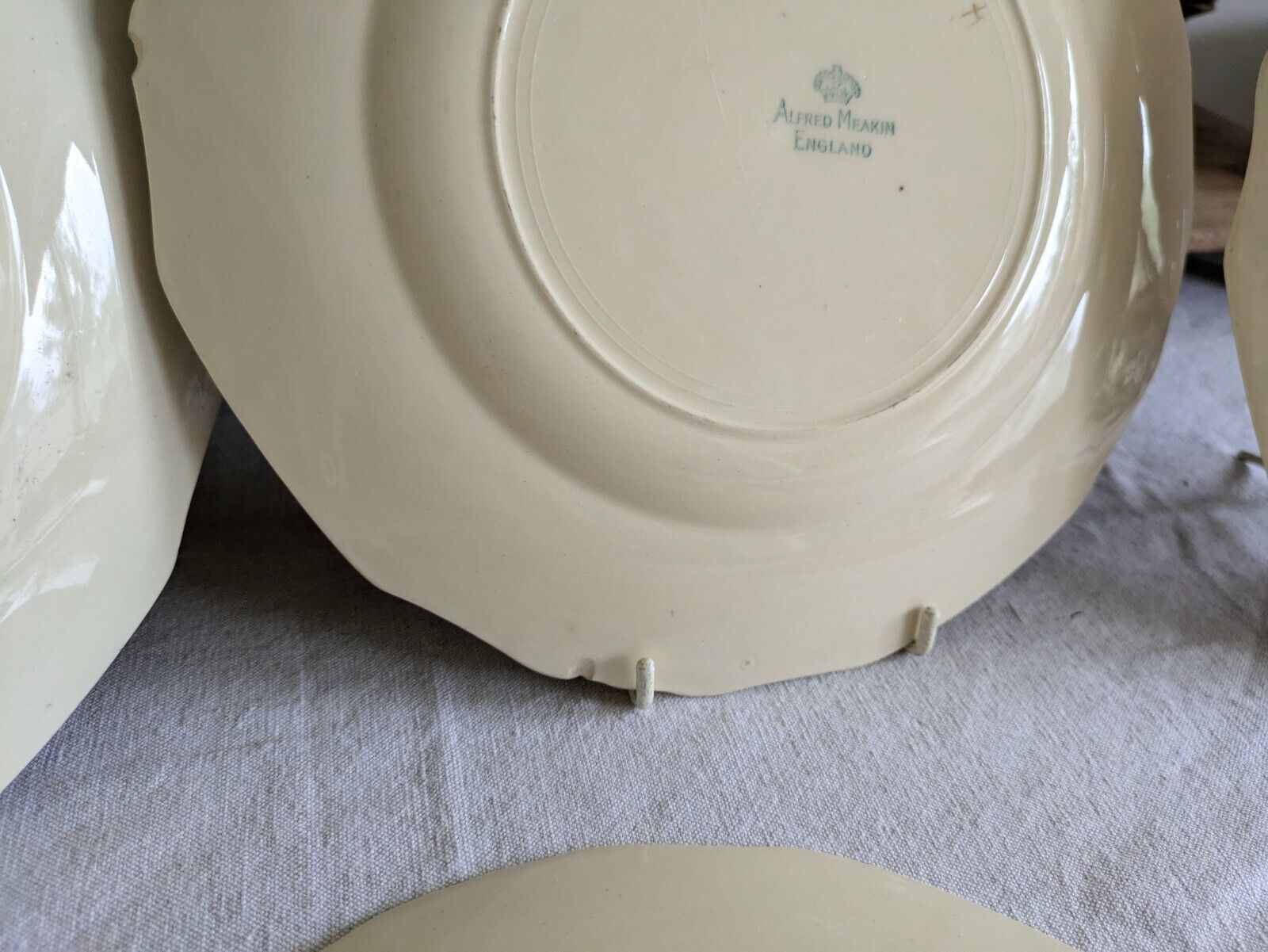 6x VINTAGE ALFRED MEAKIN SANDRINGHAM CABBAGE ROSE DINNER PLATE UP CREAM SHABBY 