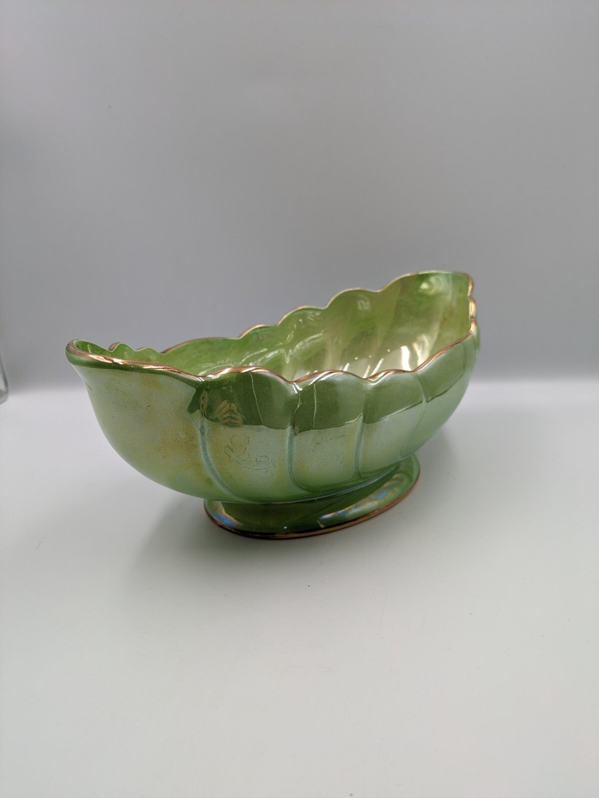 VINTAGE ART DECO MALING GREEN OMBRE LUSTRE WARE MANTLE VASE LARGE RETRO RARE OLD