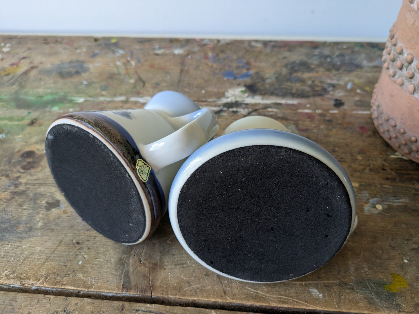 2x Beach Ocean Seashells Seaweed Ceramic Travel Mug No Spill Otagiri VTG Pair