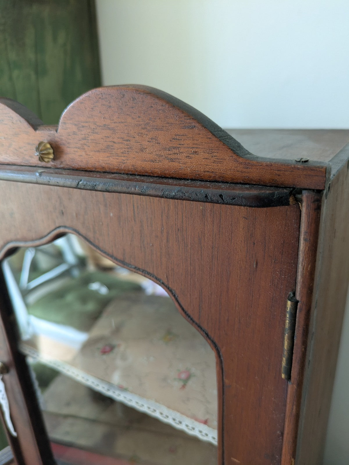 Antique Wooden Display Cabinet Shelves Vintage Wall Cupboard Bathroom Medicine 